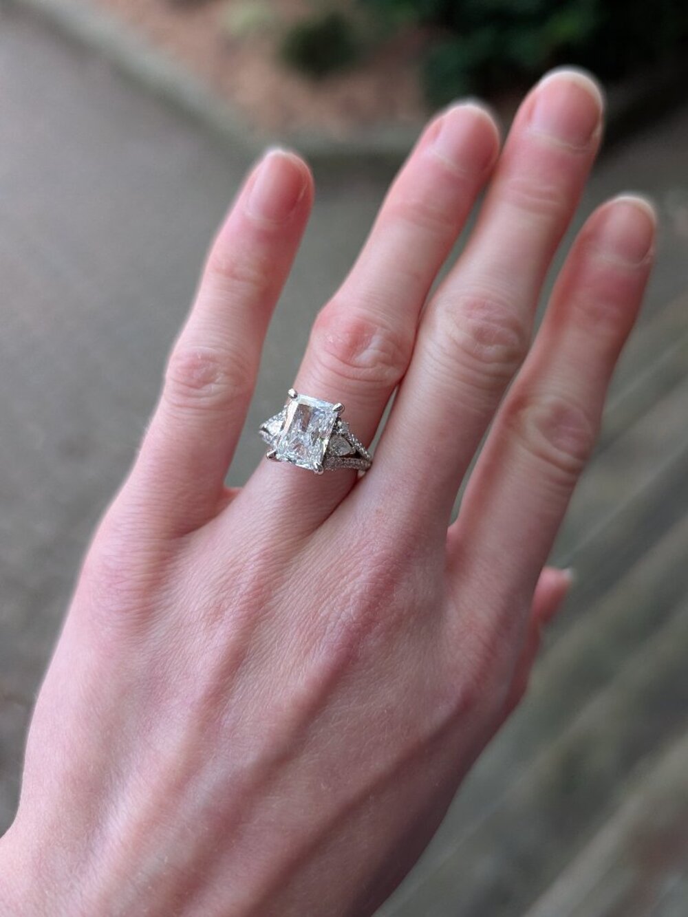 IGI 3.10ct E VS1 Radiant Lab-Grown Diamond Ring 3.81ctw 14K White Gold